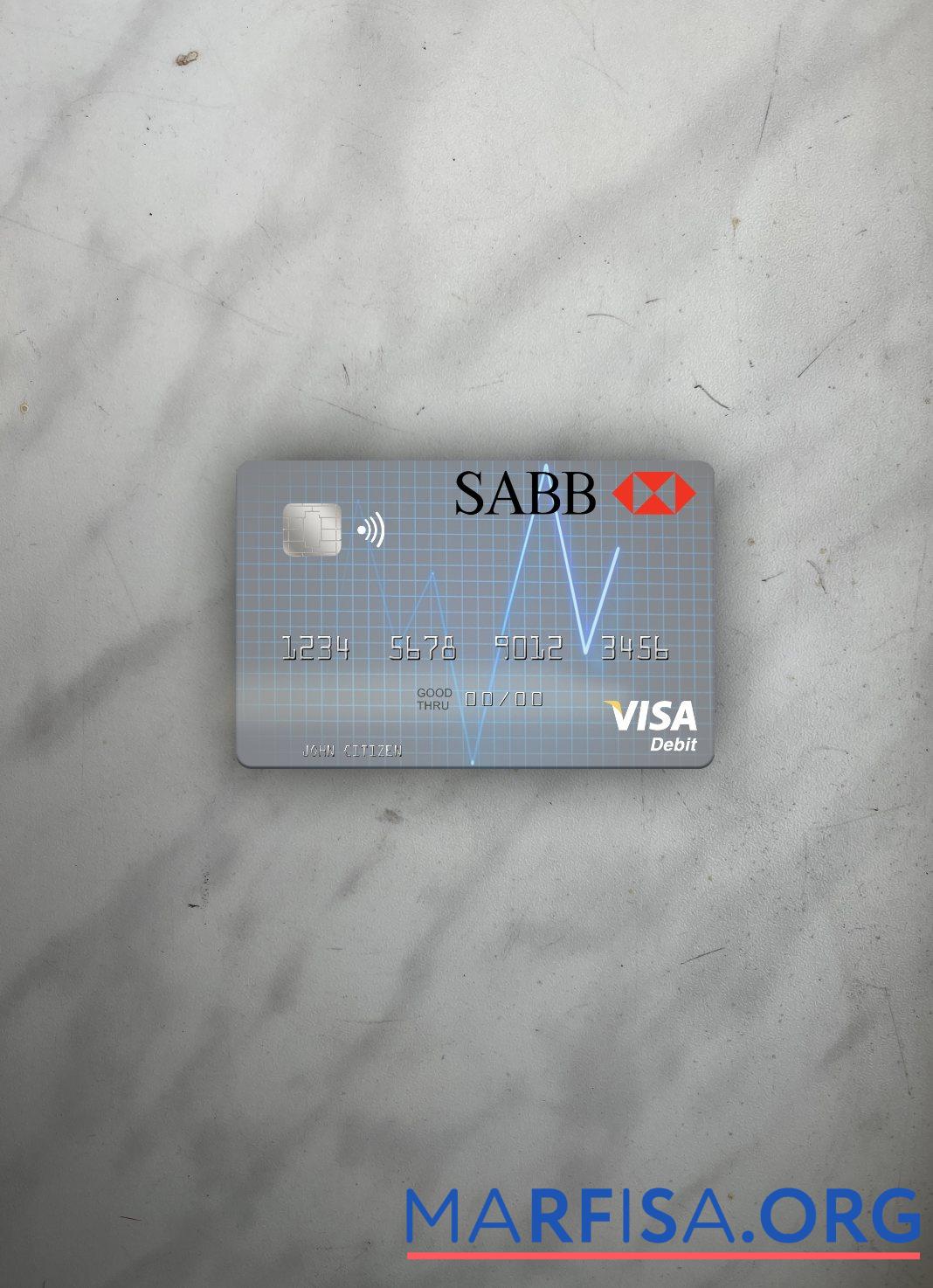 Downloadable Saudi Arabia The Saudi British Bank visa debit card photolook front example